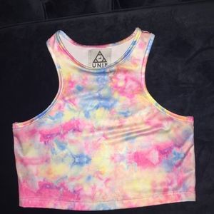 UNIF racer-back tie-dye crop top